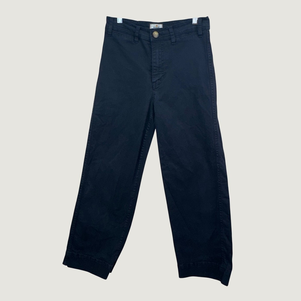 Marine Layer Women Black Allison Pant Wide Leg Cotton Stretch High Rise Size 2